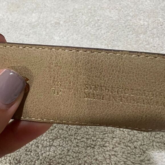 Express Womens Brown Double Ring Adjustable Belt XS Snakeskin Gold Plated NWT - Picture 4 of 10